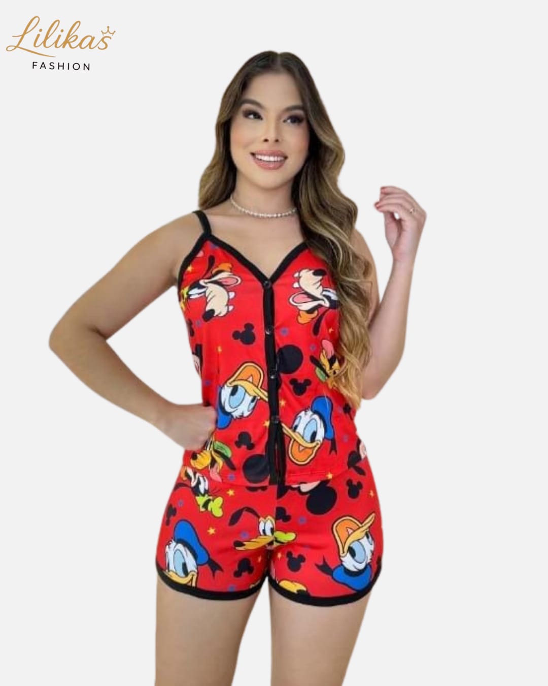 Macaquinho Vermelho Divertido — pijama feminino Lilikas Fashion — foto 1 (frente)