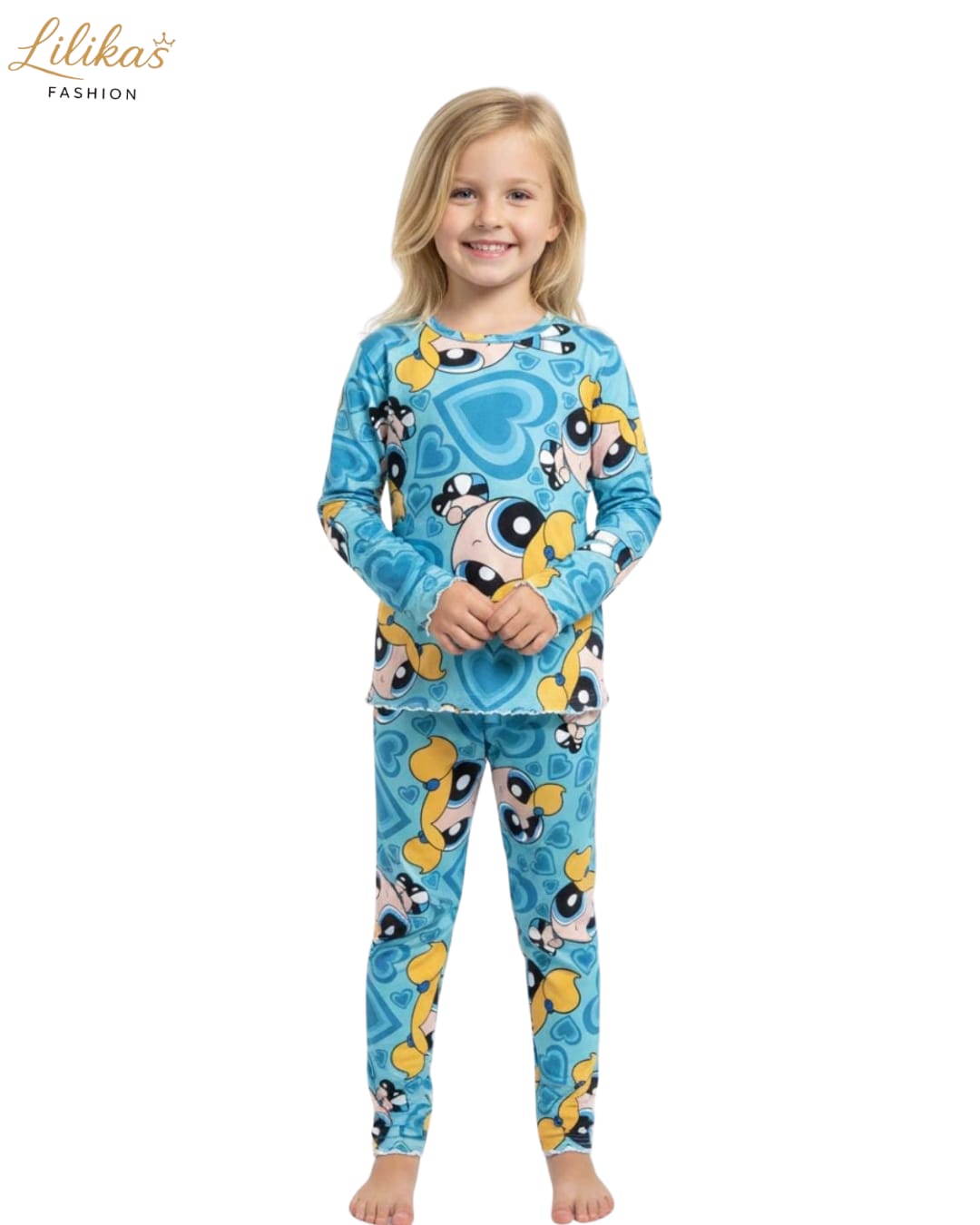 Pijama Infantil Estampado Azul Claro — pijama infantil Lilikas Fashion — foto 1 (frente)