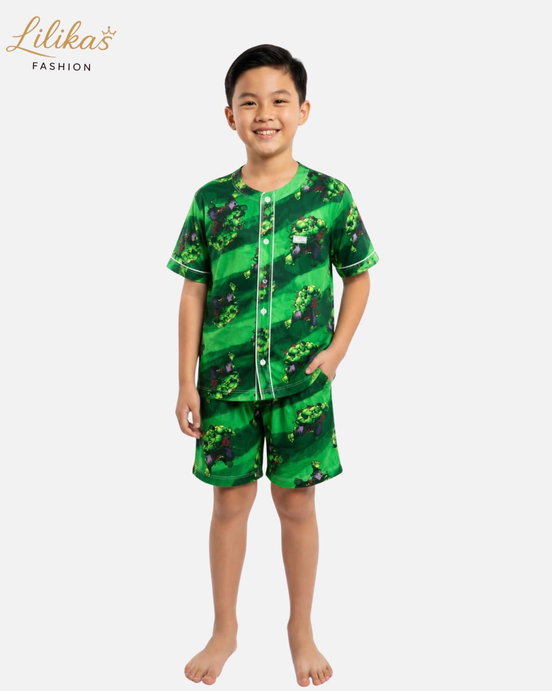 Pijama Infantil Verde Dino — pijama infantil Lilikas Fashion — foto 1 (frente)