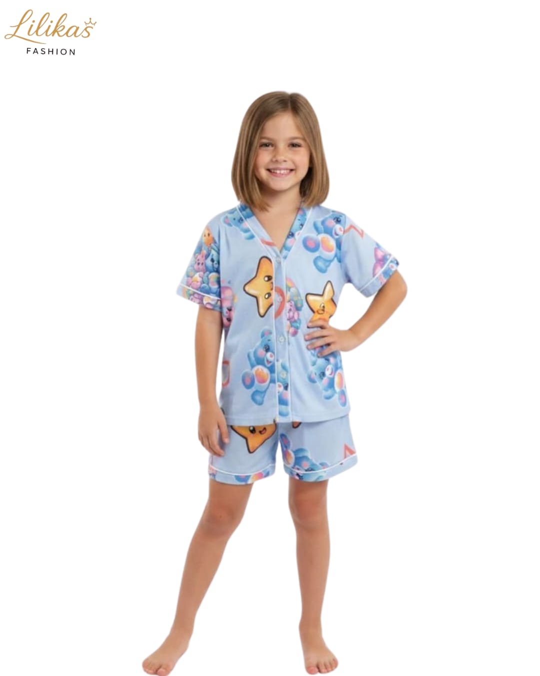 Pijama Infantil Azul Estampado — pijama infantil Lilikas Fashion — foto 1 (frente)