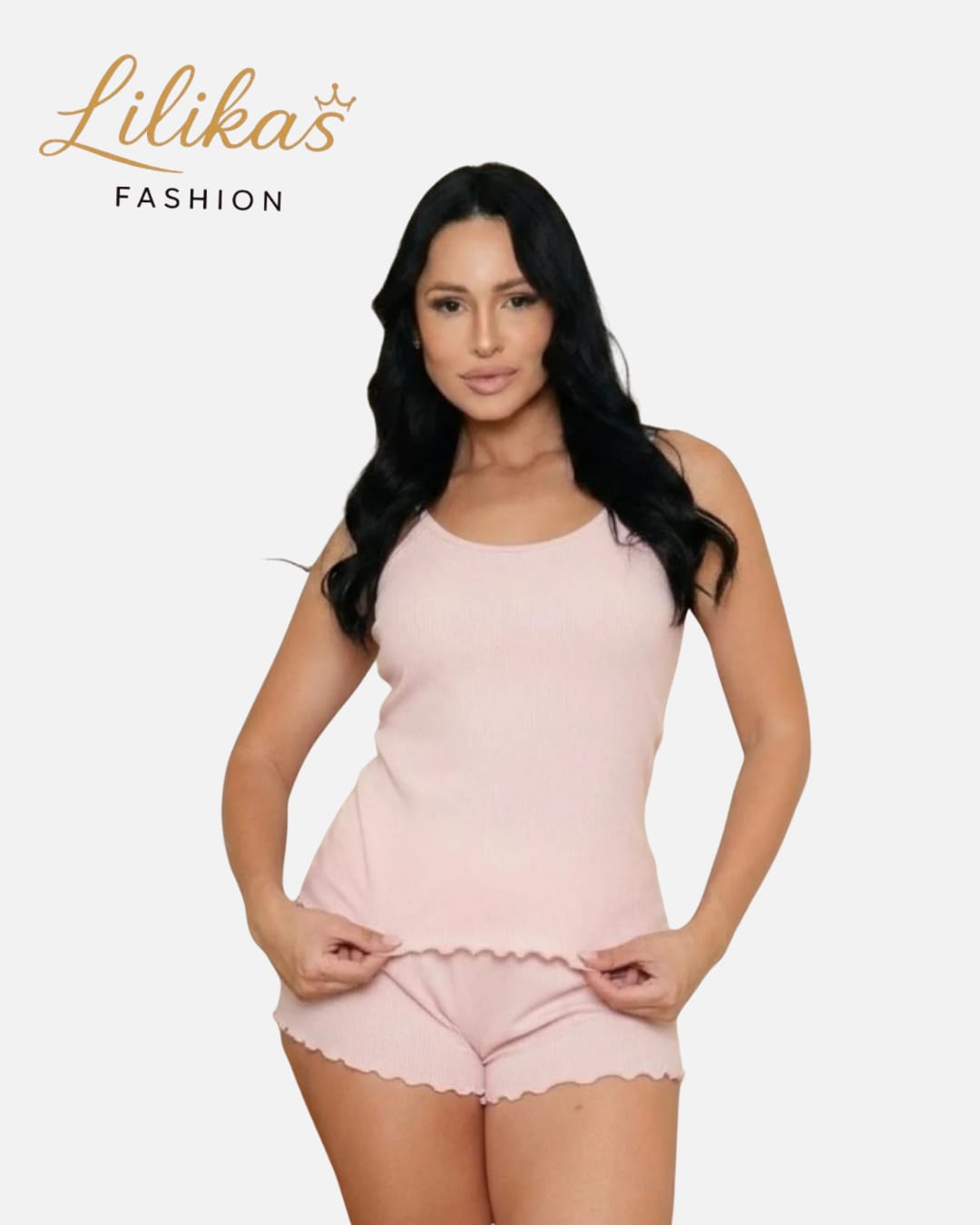 Shortdoll Rosa Delicado — pijama feminino Lilikas Fashion — foto 1 (frente)