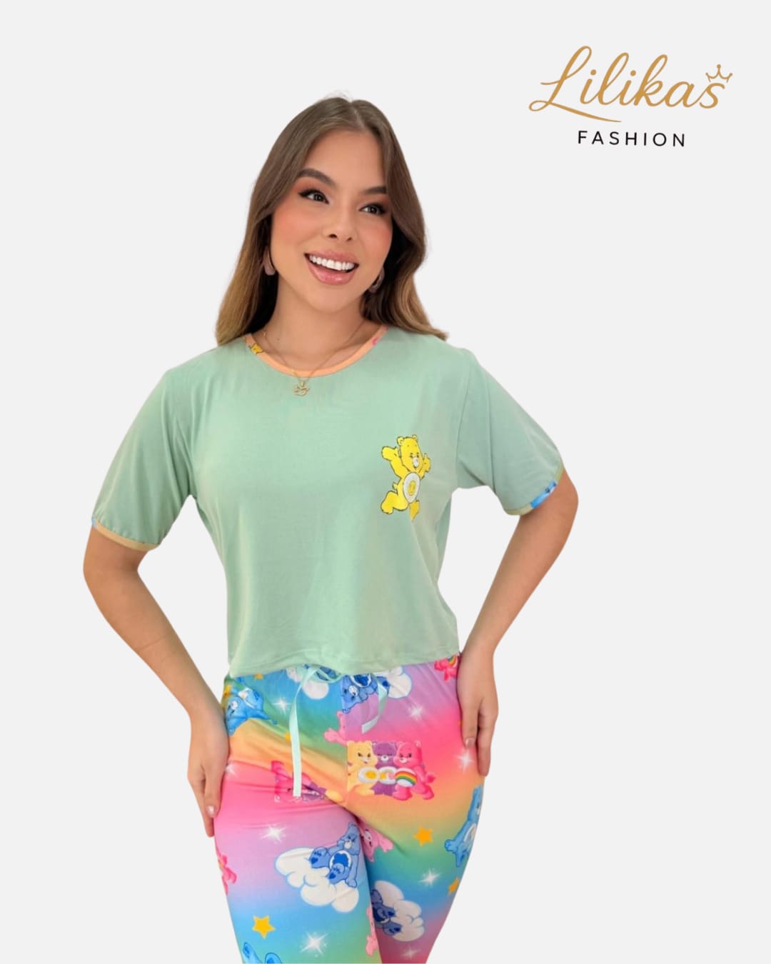 Conjunto Tie Dye Verde — pijama feminino Lilikas Fashion — foto 1 (frente)