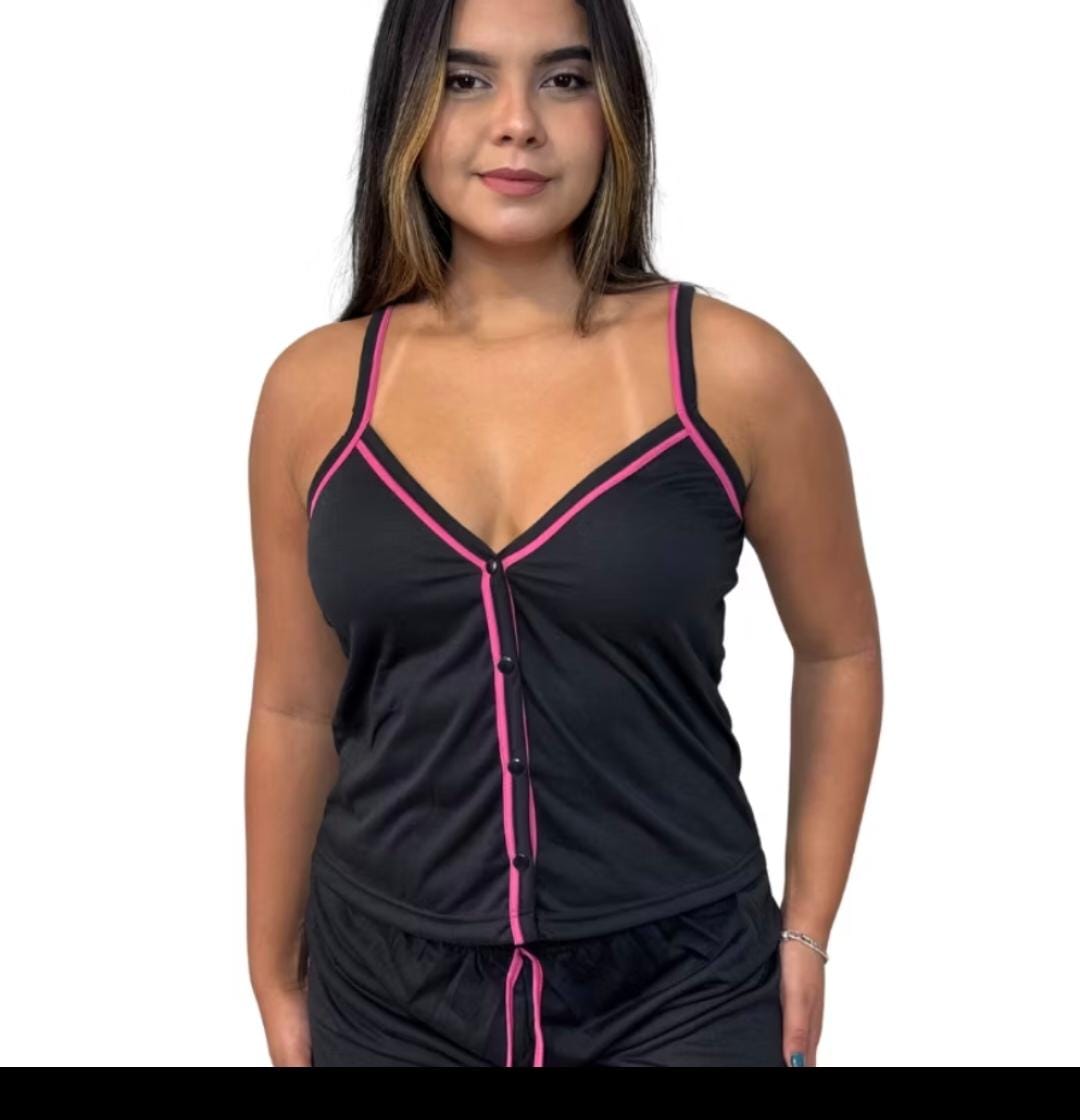 Camisola Alcinha Preta — pijama feminino Lilikas Fashion — foto 1 (frente)